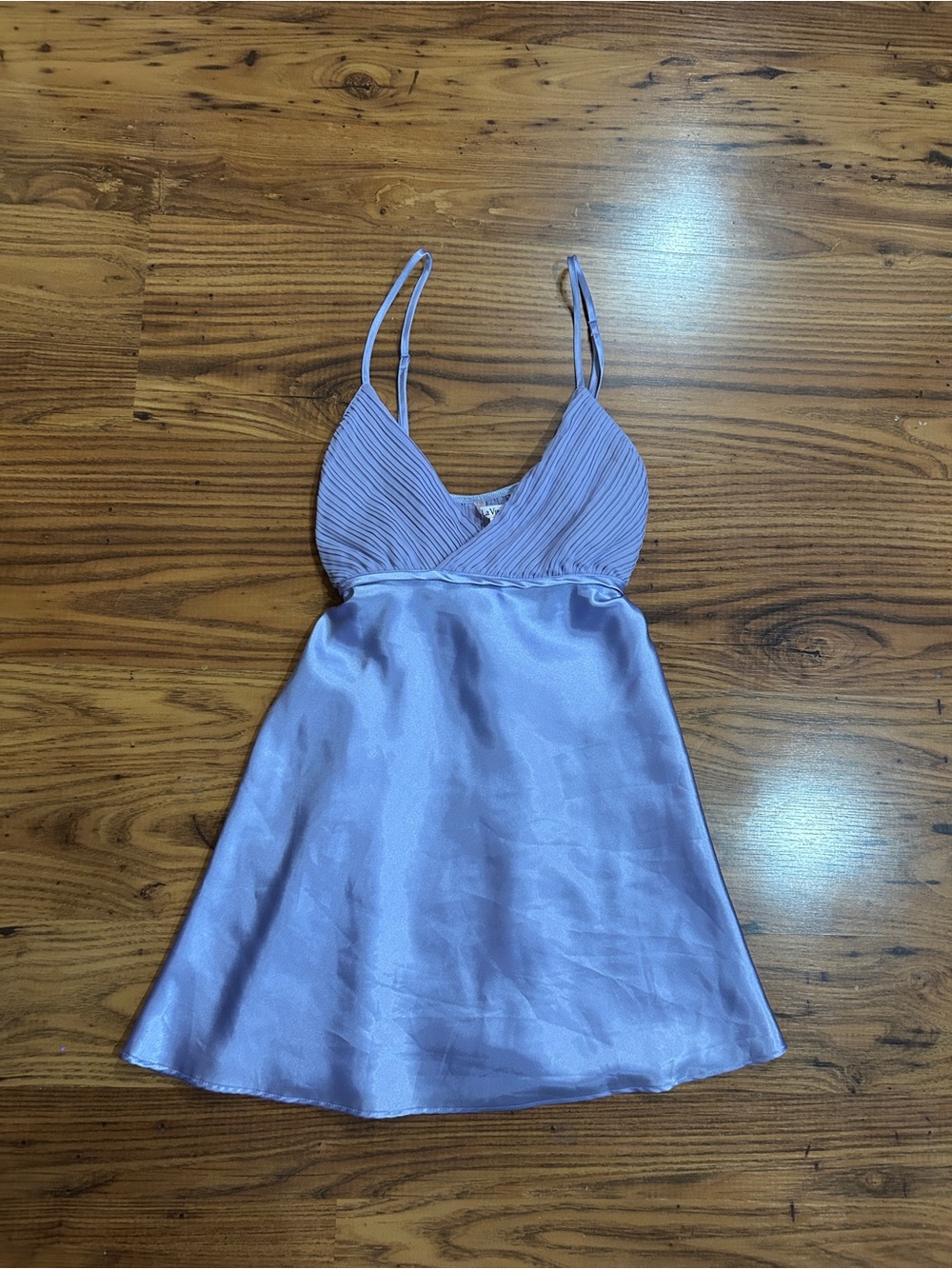 La Vie En Rose Lavender Satin Pleated Bodice Chemise